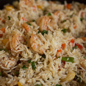Seafood five colored fried rice