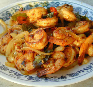 Sauteed Prawns with Chilli and Onion